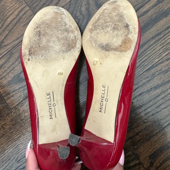 Michelle D Red Patent Leather Peep Toe Heels Size 8 - Picture 6 of 8